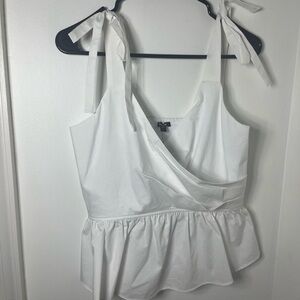 Express White Tie Strap Peplum Top Women’s Small Sleeveless Wrap Style Small